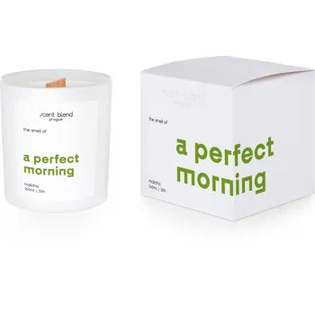 Svíčka Sójová svíčka s dřevěným knotem s vůní “Dobré ranní nálady” (Matcha)