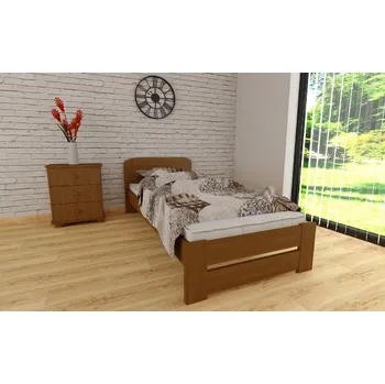 Postel Postel z masivu borovice Petra 90x200 cm dub + rošt ZDARMA