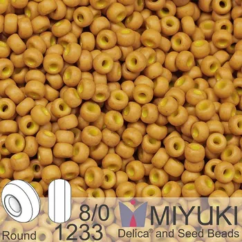 Korálek Korálky Miyuki Round 8/0. Barva 1233 Matte Opaque Mustard. Balení 5g