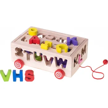 Dřevěná hračka Vzdělávací vkládací vozík s písmeny