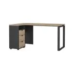 TVI Rohový kancelářský stůl s kontejnerem Sign 65600/03 jackson hickory/šedý mat