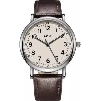 Hodinky Luxusní pánské hodinky s páskem z umělé kůže - káva