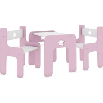 Psací stůl Stůl + 2 dvě židle - hvězda růžová