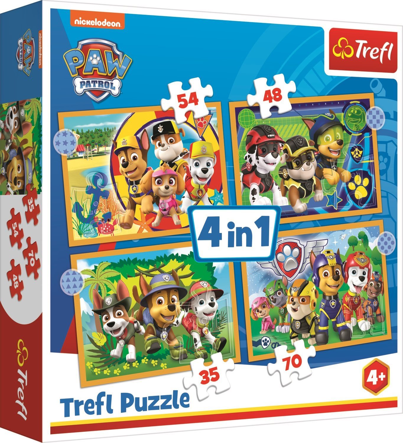 Trefl Puzzle 4v1 Prázdninová Tlapková patrola 35/48/54/70 dílků od 136 ...