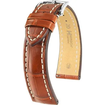 Řemínek na hodinky Řemínek Hirsch Capitano - zlatohnědý - 24 mm - L – Standardní délka (doporučujeme) - 20 mm - Stříbrná + 5 let záruka a dárek ZDARMA