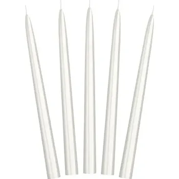 Svíčka Svíčka kónická - perleťová bílá - 24 cm