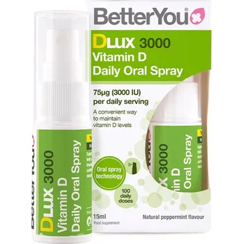 Ústní sprej BetterYou Dlux Vitamin D 3000 IU ústní sprej (15 ml, Přírodní máta peprná)