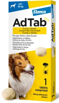 Antiparazitikum pro psa Elanco AdTab 900 mg pro psy 22-45 kg 1 tbl.