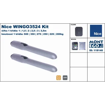 Pohon brány WINGO3524 KIT pohony křídlových vrat Nice Wingokit 3524