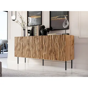 Ložnice Komoda Lameller 152, Barva: dub wotan / dub wotan + černá MIRJAN 5903211209680