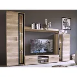 Obývací stěna Osaka, Barva: country oak grey + černá, Osvětlení: bez osvětlení MIRJAN 5902928928686