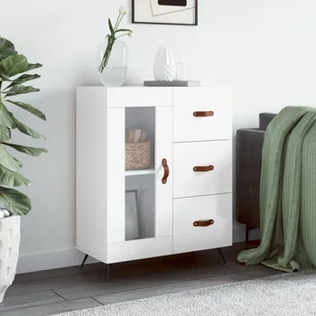 přebalovací pult a komoda Petrashop Příborník bílý s vysokým leskem 69,5x34x90 cm kompozitní dřevo Bílá828014