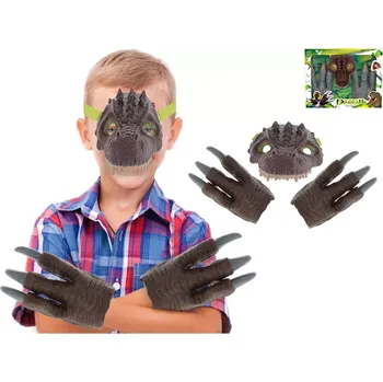 Karnevalový kostým Maska dinosaurus hnědá v krabičce