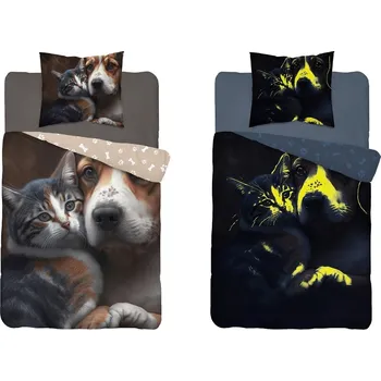 Svítící povlečení bavlněné, FLUO Kamarádi