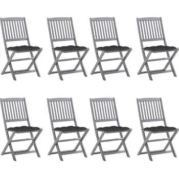 Petrashop Skládací zahradní židle s poduškami 8 ks masivní akácie Šedá3078305