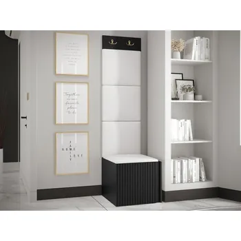 Předsíňová stěna Předsíňová sestava Towiro Slim XXII, Barva: černá, Barva látek:: ekokůže Soft 017 (bíla) MIRJAN 5903211221422