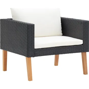 Zahradní lehátko Petrashop Zahradní křeslo s poduškami polyratan černé Černý310220