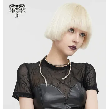 Přívěsek obojek (náramek) DEVIL FASHION - 'Reptilia' Silver Punk Snake