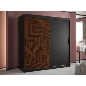 Šatní skříň Šatní skříň Montik I 180, Úložný prostor: ne, Barva: Černý mat/Ořech tmavý MIRJAN 5903211305054