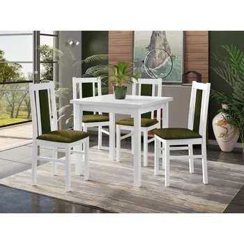 Jídelní stůl Jídelní stůl se 4 židlemi - AL27, Barva dřeva: bílá-L, Potah: Zetta 297 MIRJAN 5903211266799