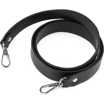 Koženkový popruh / ucho s karabinami na kabelku 108 cm - černá, nikl