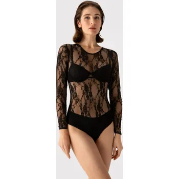 Body JILL - KRAJKOVÉ BODY S DLOUHÝM RUKÁVEM černá L/XL