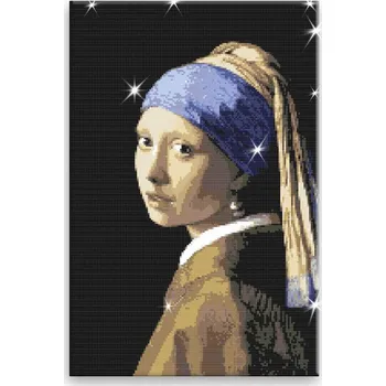 Diamantové malování Diamantové malování - Dívka s perlou Johannes Vermeer - 40x60 cm, bez dřevěného rámu - CZ výroba