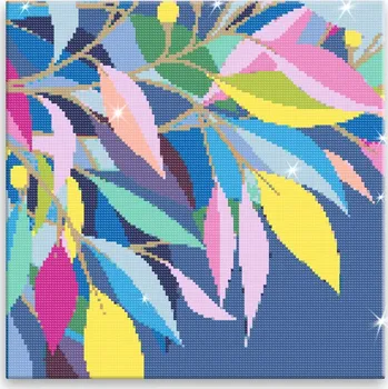 Diamantové malování Diamantové malování - Duhové listí - 40x40 cm, bez dřevěného rámu - CZ výroba