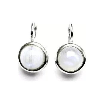 Náušnice Stříbrné náušnice, přírodní kámen měsíční kámen - NK 1503 (měsíční kámen 8 mm)