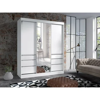 Šatní skříň Posuvná skříň Etotti 180 se zásuvkami, Barva: bílý MIRJAN 5902928910216