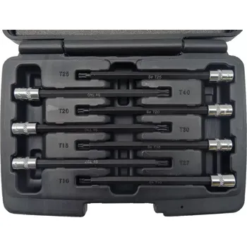 Gola hlavice Hlavice zástrčné 1/4", Torx T10-T40, extra dlouhé 130 mm se zakulacenou hlavou, S2, sada 6 dílů, Welzh (Welzh Werkzeug)
