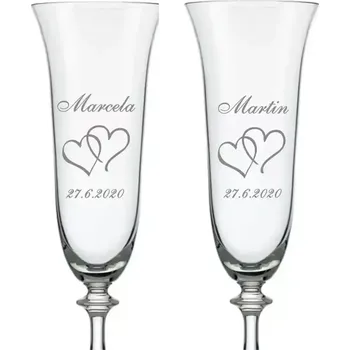 Sklenice Angela Svatební skleničky 190 ml 2 ks Srdce dvojité