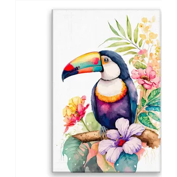 Obraz Obraz na plátně - Tukan na větvi - 40x60 cm - CZ výroba