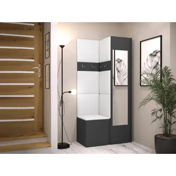 Předsíň Tavasz XXV, Barva: grafit, Barva látek:: ekokůže Soft 017 (bíla) MIRJAN 5903211169304