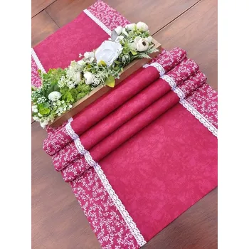 ubrus Běhoun - lístečky na vínovém mramoru