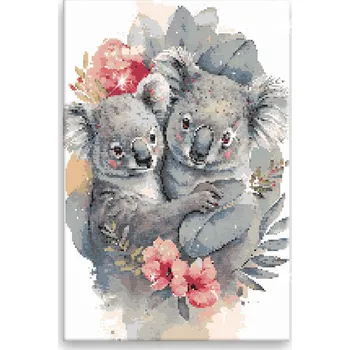 Diamantové malování Diamantové malování - Koalí objetí - 40x60 cm, bez dřevěného rámu - CZ výroba