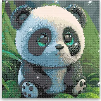 Diamantové malování Diamantové malování - Plyšová panda - 40x40 cm, bez dřevěného rámu - CZ výroba