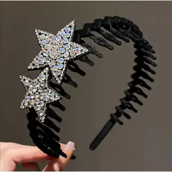 Černá vlasová čelenka se stříbrnou hvězdou (Vlasové doplňky )