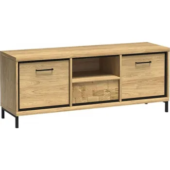 Televizní stolek Televizní skříňka Sarged SR12, Osvětlení: bez osvětlení, Barva: hikora přírodní / hikora přírodní + deska dubová, Nožičky: áno MIRJAN 5903211070617