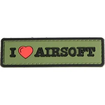 Nášivka WARAGOD Tactical nášivka I Love Airsoft, olive, 8 x 2,5cm