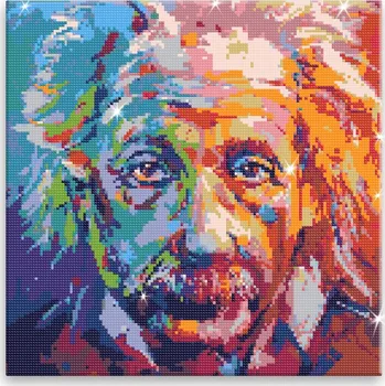 Diamantové malování Diamantové malování - Albert Einstein v barvách - 40x40 cm, bez dřevěného rámu - CZ výroba