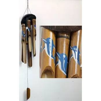 Bambusová zvonkohra barevný delfín 30 cm