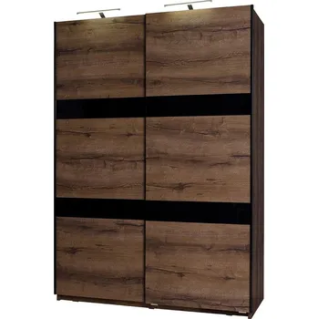 Nábytek Skříň Verdek SZ150 VD12, Barva: dub monastery / dub monastery + černý lesk, Osvětlení: osvětlení LED, Systém tichého dovírání: ne, Zrcadlo: ne MIRJAN 5902928393828