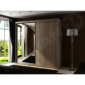 Nábytek Šatní skříň se zrcadlem Sahara 23/200, Osvětlení: bez osvětlení, Barva: dub sonoma MIRJAN 5903211098161