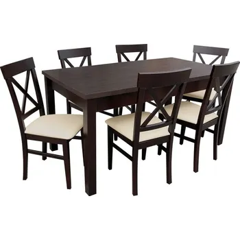 Jídelní set Jídelní set pro 6 osob RK021, Barva dřeva: ořech, Potah: ekokůže Soft 018 MIRJAN 5902928426021