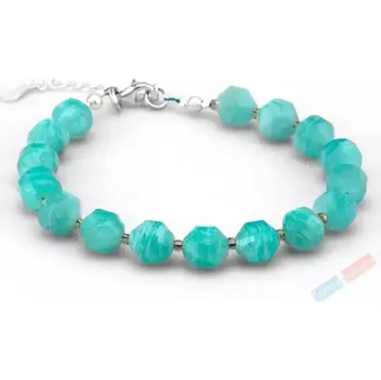 Náramek Náramek z broušeného amazonitu z Peru QA, stříbro Ag 925/1000, kuličky cca 8 mm, nádherná tyrkysová barva (AIT6350NS)