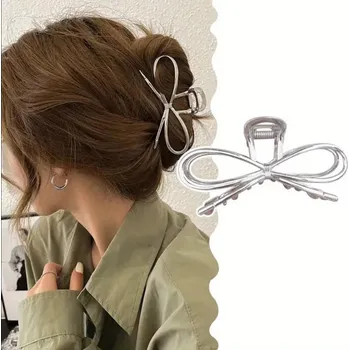 Velký kovový skřipec do ve tvaru mašle ve dvou barevných variantách (Vlasové doplňky )