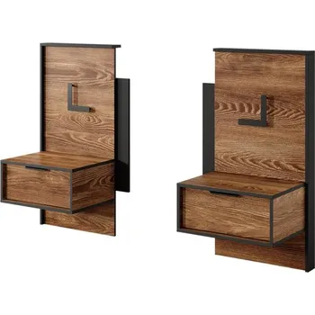 Noční stolek Sada 2 nočních stolků Choleo, Barva: Kaštan/Kaštan + Antracit MIRJAN 5903211272417