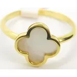 Klenoty Budín Dámský zlatý prsten ze žlutého zlata s bílým smaltem čtyřlístek pro štěstí 585/1,99gr vel. 56 HK1141 (Klenoty Budín Dámský zlatý prsten ze žlutého zlata s bílým smaltem čtyřlístek pro štěstí 585/1,99gr vel. 56 HK1141)