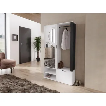 Předsíňová stěna Předsíň Frelio, Barva: bílá / bílá + černá MIRJAN 5903211204753